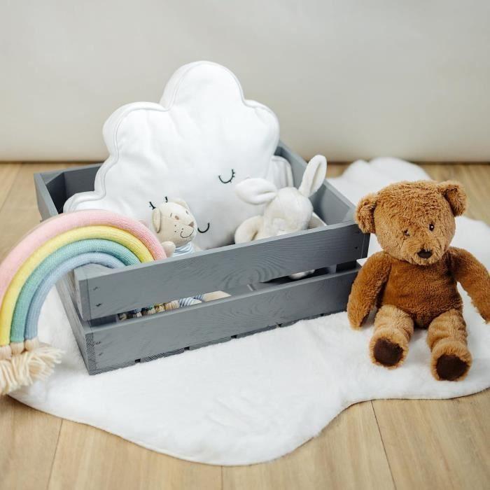 Caisse en Bois - Creative Deco - Lot de 3 - Gris - 40 x 30 x 15 cm - Vintage