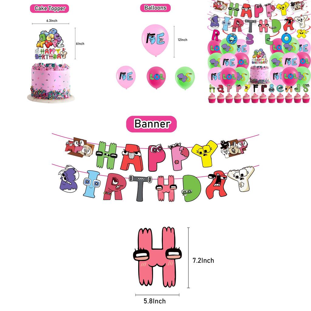 Волшебный набор флажков на ленте с тематикой Alphabet Lore для украшения дня рождения