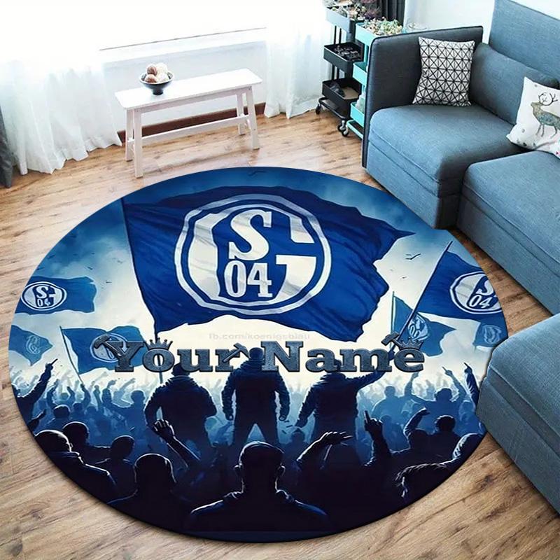 Sport Icon Custom Name Round Area Rug Carpet Rug For Living Room Bedroom Sofa Playroom Decor Nonslip Floor Mat