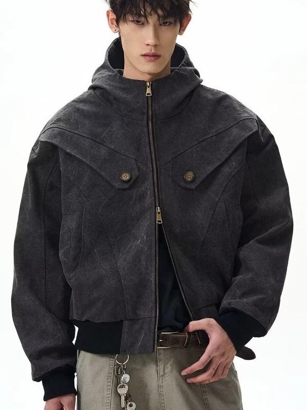 Мужская ретро-куртка Харрингтон с заклепками - Повседневная свободная посадка для весны и осени