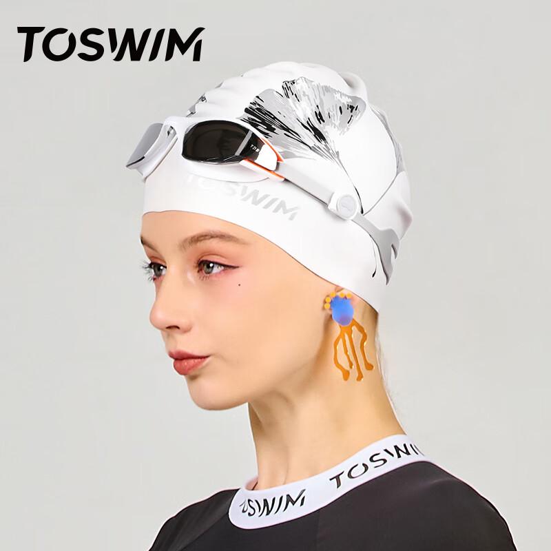 Силиконовая шапочка для плавания TOSWIM с принтом
