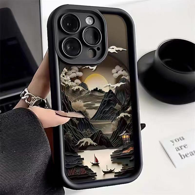 Чехол для iPhone 17/16 Pro Max/15 Pro/14/13 с китайской пейзажной живописью