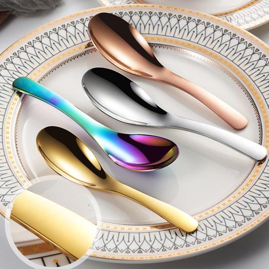 Useful Plating Process Drink Soup Lightweight Stainless Steel Chinese Style Spoon Restaurant Accessory Household Spoon