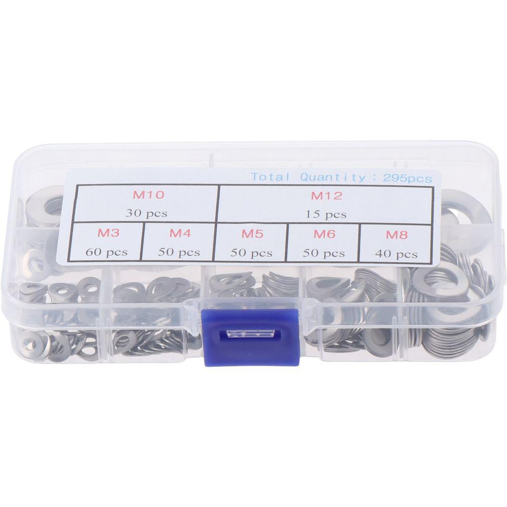 295Pcs 7 Sizes Curved Washers Kit 304 Stainless Steel Gasket Assortment Electrical Connections
