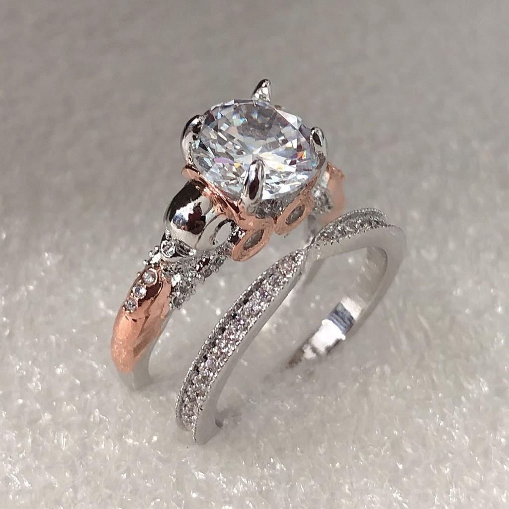 Креативное Модное Кольцо с Черепом для Пар с Дизайном Бриллиантов Двух Цветов из Сплава