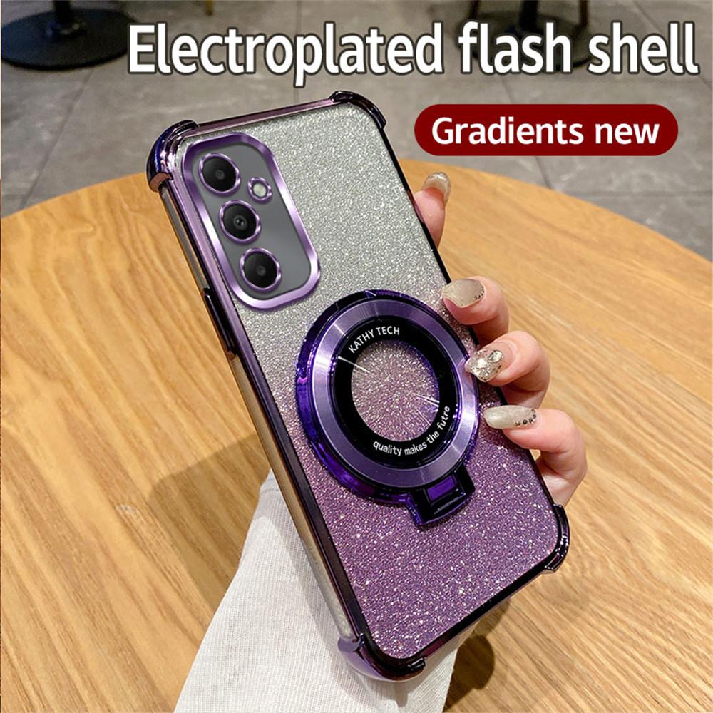 Роскошный блестящий чехол с держателем для Samsung A06 A16 A05S A15 A25 A35 A55 A04 A14 A24 A34 A54 Мягкий противоударный чехол-подставка
