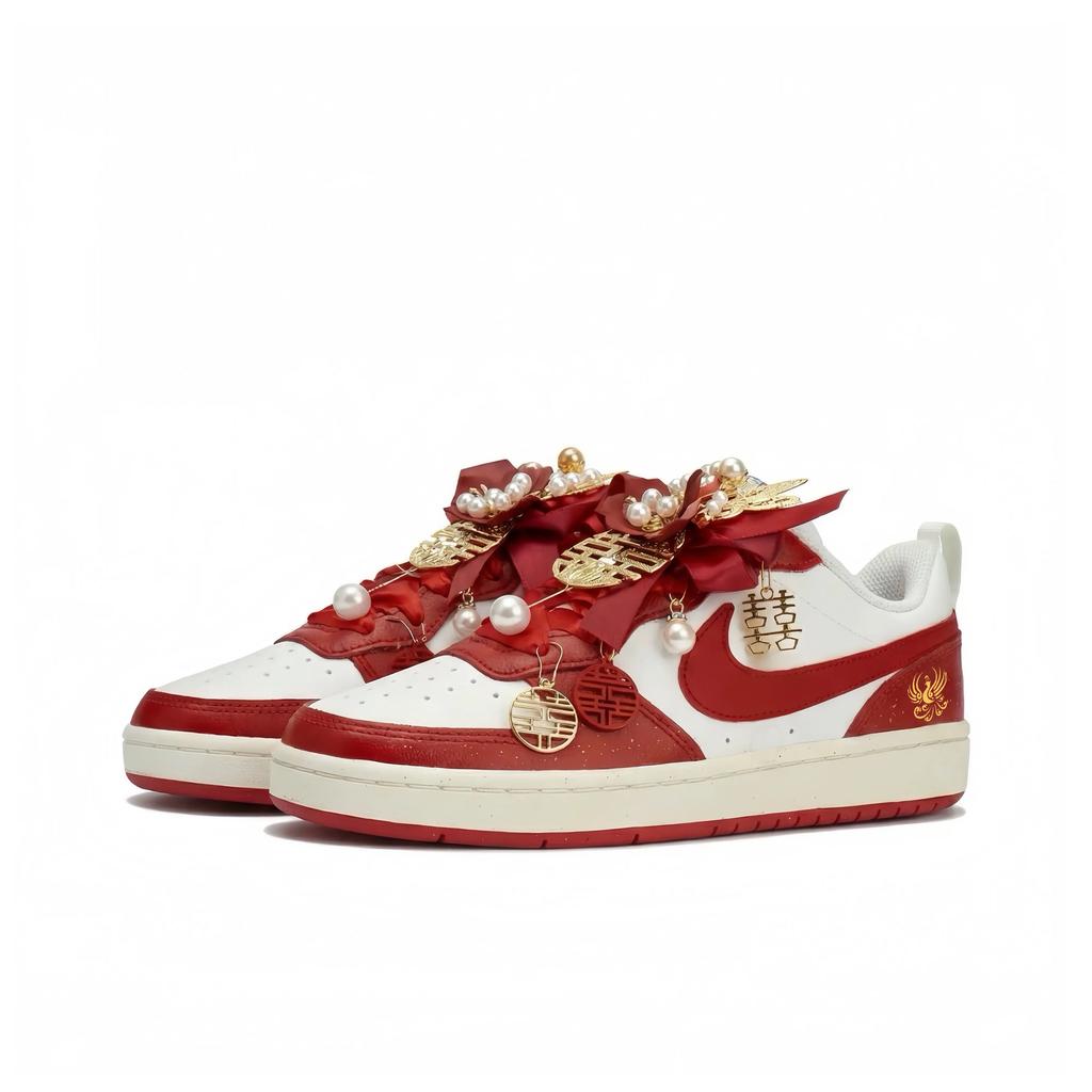 Nike Court Borough 2 С Присутствием Феникса Устойчивые к истиранию Нескользящие Низкие Скейтбордические Кроссовки Унисекс BQ5448-119(Команда2099-)