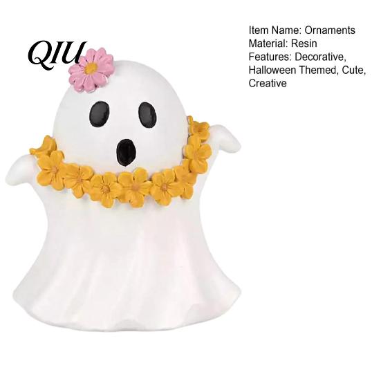 Retro Halloween Decor Ghost Figurine, Spooky Resin Statue, Classic Decoration Tiered Tray for Indoor Outdoor Tabletop Decor, Durable