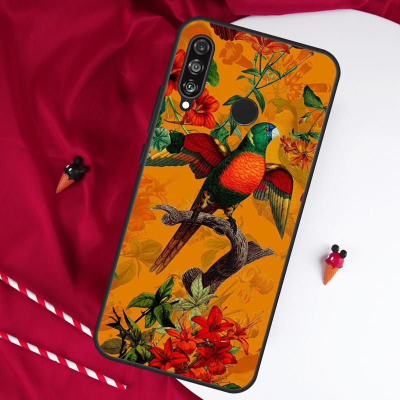 Garden Birds Vintage Tropical FLORAL For Huawei Nova Y61 Y91 Y90 Y70 Y60 Y72 12s 12i 11i 7i 8i 9 10 SE P60 Pro P30 P40 Lite Case