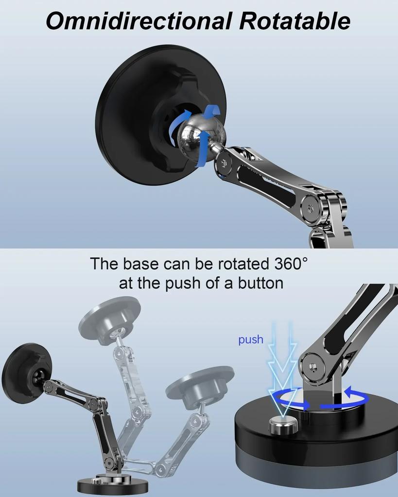 Магнитный держатель для телефона в автомобиль Подставка Приборная панель Сплав Складной Магнитное автомобильное крепление Смартфон Мобильный кронштейн Для iPhone 16 Samsung Xiaomi