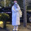 Женское пальто средней длины с хлопковой подкладкой - Зима 2025, новый корейский стиль, свободное, ниже колена, утолщенная куртка.