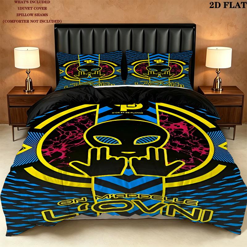 Jul C'Est Pas Des Lol Pattern Bedding Quilt Set Quilt Cover Pillowcase Home Birthday Gift(1 * duvet cover + 2 * pillowcase, without core)