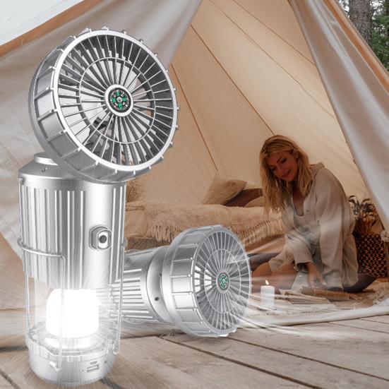 5-in-1 Portable LED Camping Lantern with Fan Bluetooth-compatible Speaker Solar