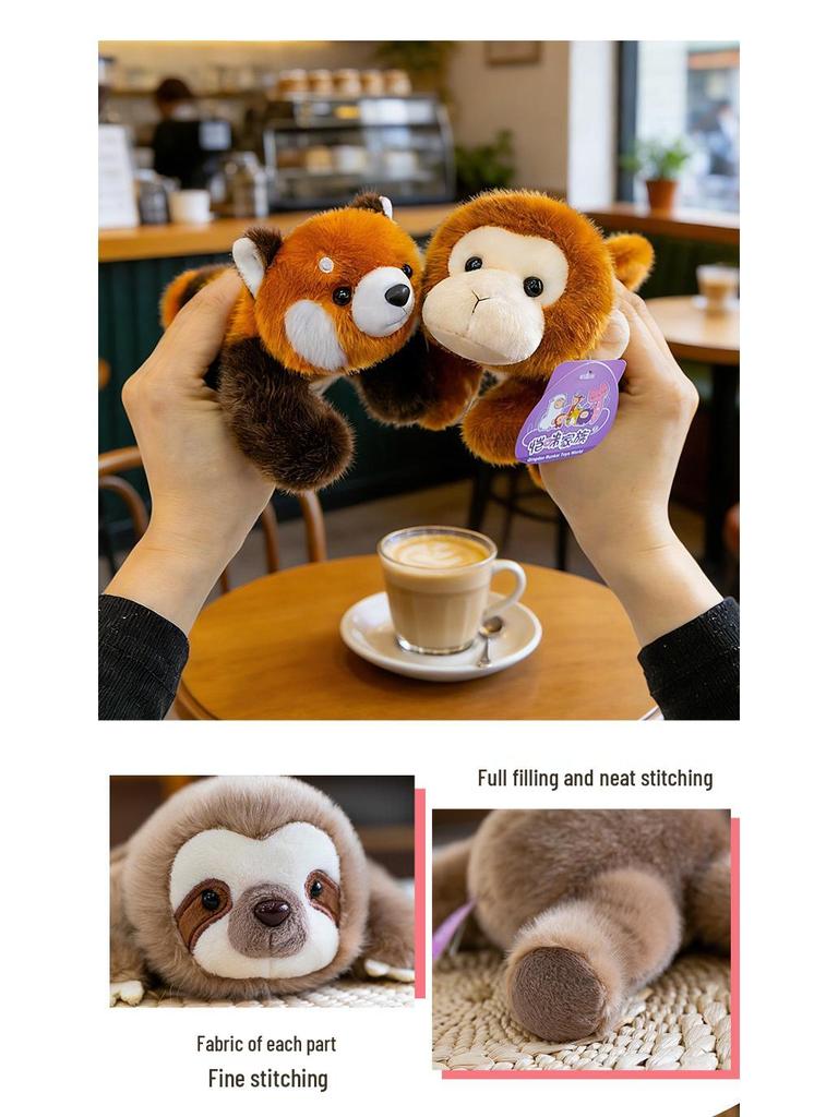 Adorable Three-Pose Animal Figurines: Plush Panda, Raccoon Doll, Desktop Companion