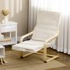 Lounge Chair with Cushion, 5-Level Footrest, Birch Wood, Up to 120 kg, 66.5 x 94 x 100 cm, Cream White