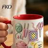 Novelty Coffee Cup Ceramic Mug, with 3D Knitting Pattern Design, Large Capacity Microwave Safe Mug Durable Tea Cup, for Craft Lovers Kitchen