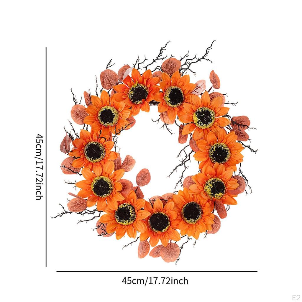 Fall Wreath Sunflower Large Artificial Wall Decor Welcoming Accent for Christmas Party