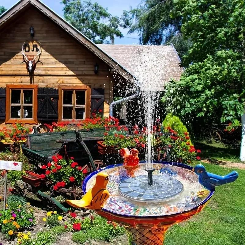 Solar Fountain Pump 8 Nozzles Floating Garden Pond Decor Bird Bath Pool Spray No Electricity Needed Outdoor Water Feature