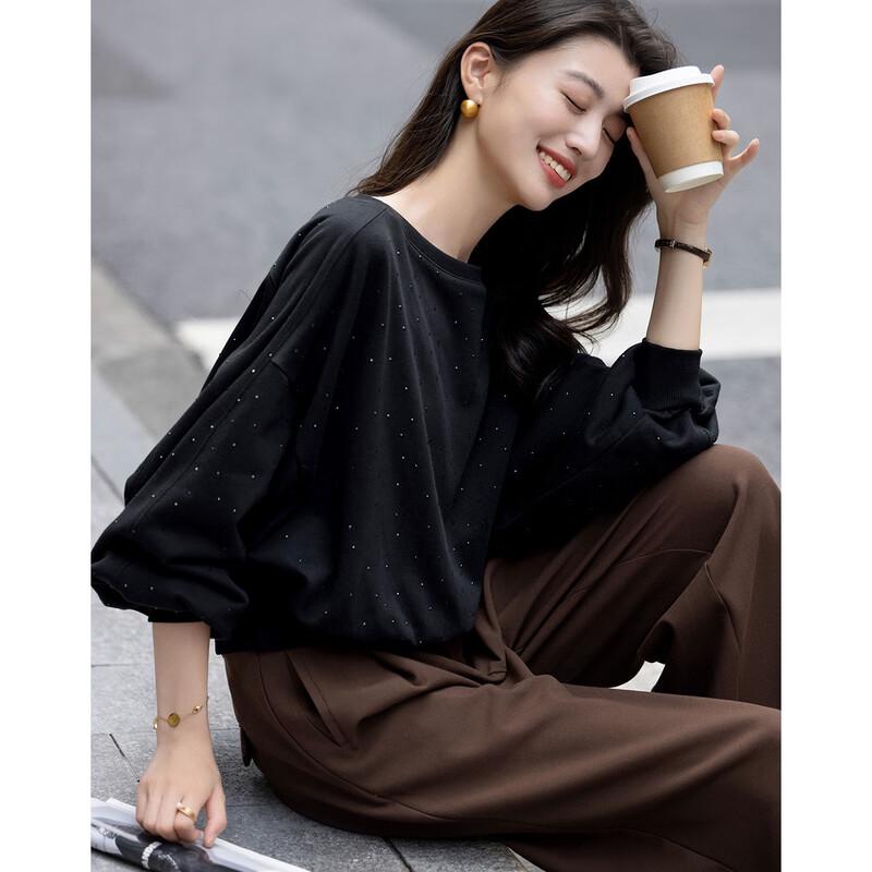 Свитшот Demana Cloud из хлопка с пайетками и круглым вырезом