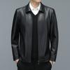 Large Size Middle-aged Men's Lapel Leather Jacket, Casual Dad Wear, Loose Mid-length Coat, Sheepskin Leather Jacket