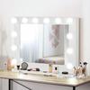 Hollywood-style Illuminated Makeup Mirror with 12 LEDs and Touch Control - Adjustable Brightness, Memory Function - White MDF and Glass