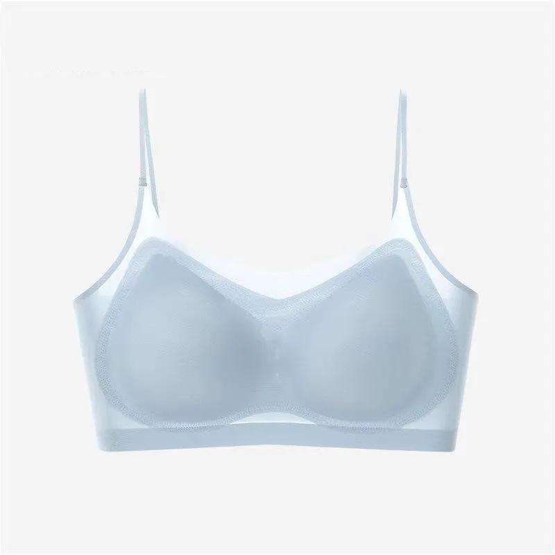 Ультратонкий бюстгальтер Push Up Bra Ice Silk Бесшовное нижнее белье Женский тонкий дышащий слинг Красивая спинка жилет для сна Бралетт Большие размеры Бюстгальтеры