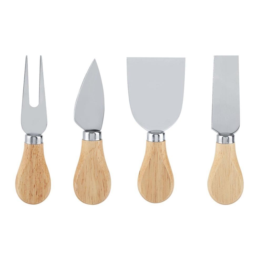 4PCS Wood Handle Cheese Knife Set Stainless Steel Cheese Cutter Set Cheese Serving Tool Kitchen
