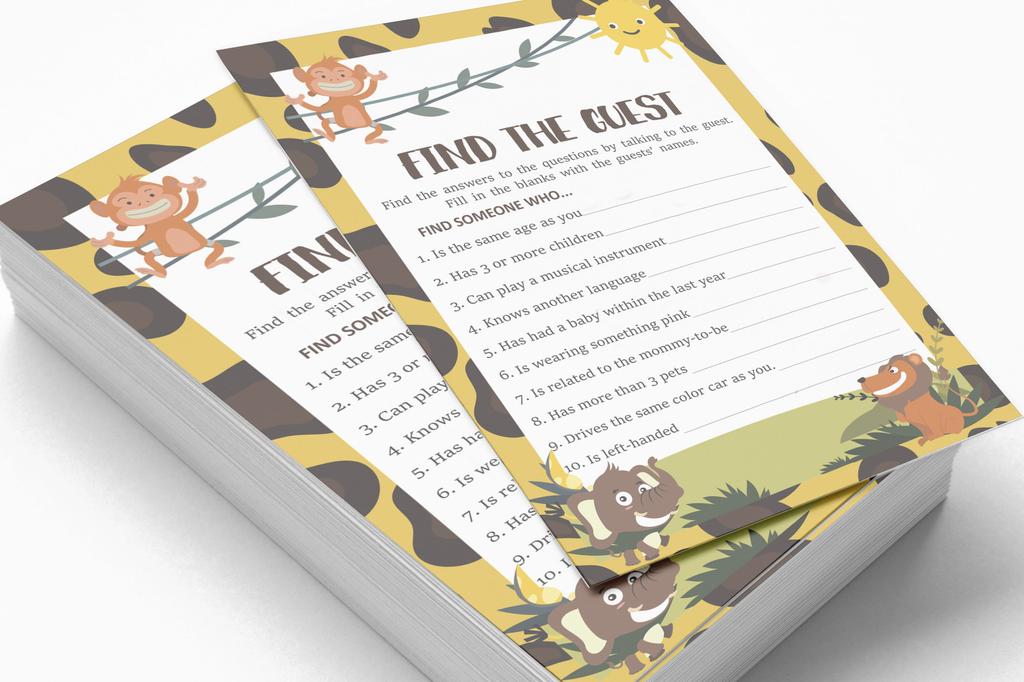 Inkdotpot 50 BabyA AlphabetA ABCA GameA Jungle Animals Baby Shower Game Gender Neutral Party