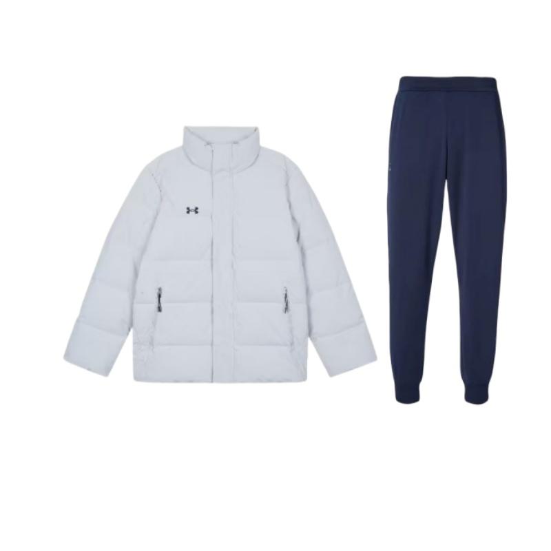 Under Armour Куртка теплого цвета с воротником-стойкой, эластичными манжетами, универсальные длинные брюки, повседневный спортивный костюм, унисекс-костюм 23600704-409+-23600802-009