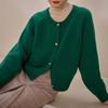 Модный простой вязаный кардиган женский свитер осень зима свободный с круглым вырезом длинный рукав короткий свитер пальто повседневные кардиганы топы однотонная одежда 1399