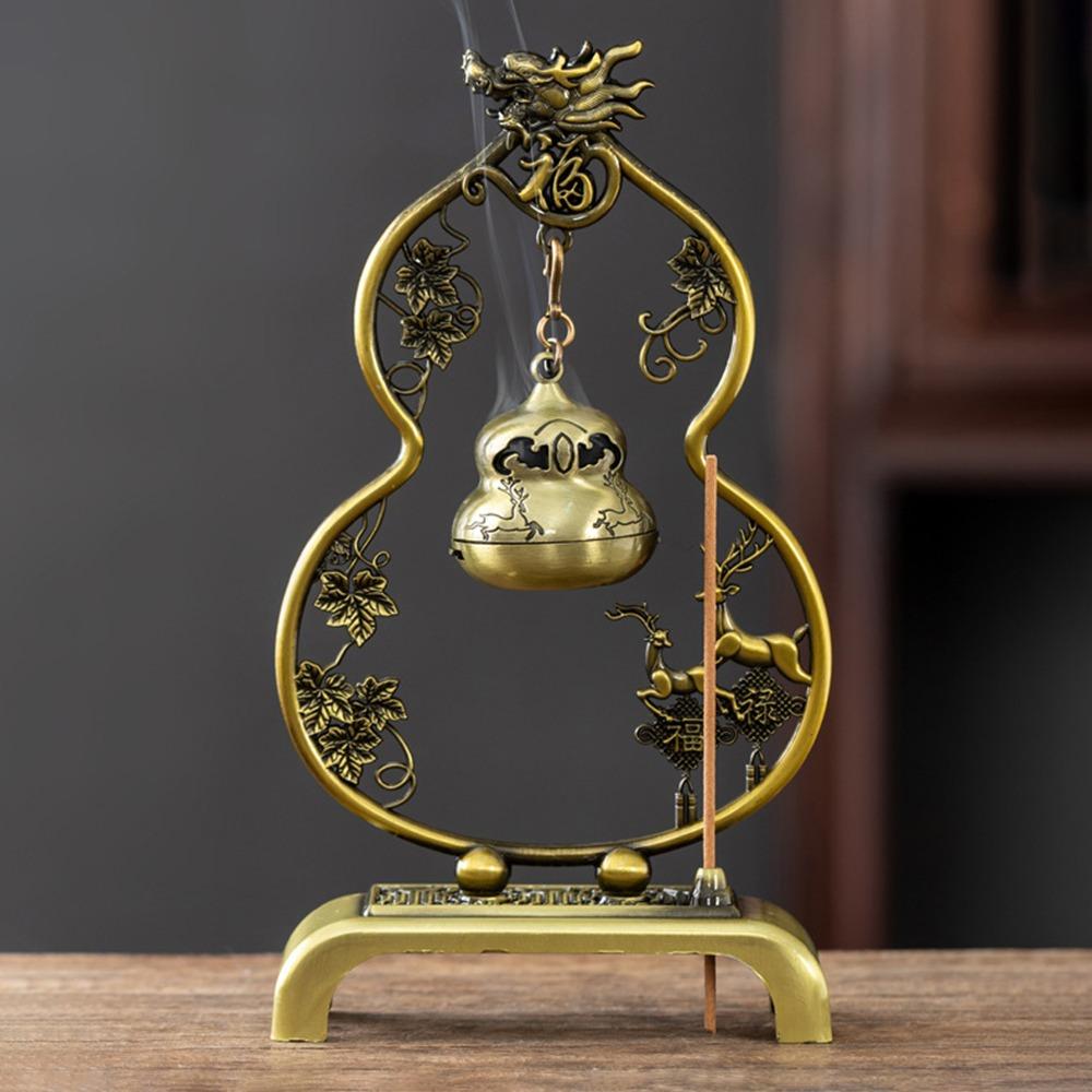 Вертикальная курильница в китайском стиле, цинковый сплав, хороший символизм, ароматерапия для помещений, сосновая тыква, винтажное сжигание благовоний