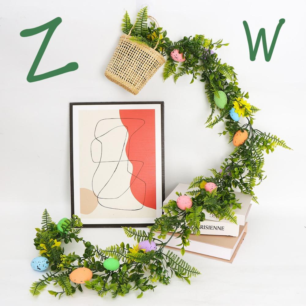 Easter Egg Garland with Artificial Easter Egg Yellow Daisy Greenery Spring Floral Garland Easter Garland for Fireplace Home Table Holiday Easter Decor