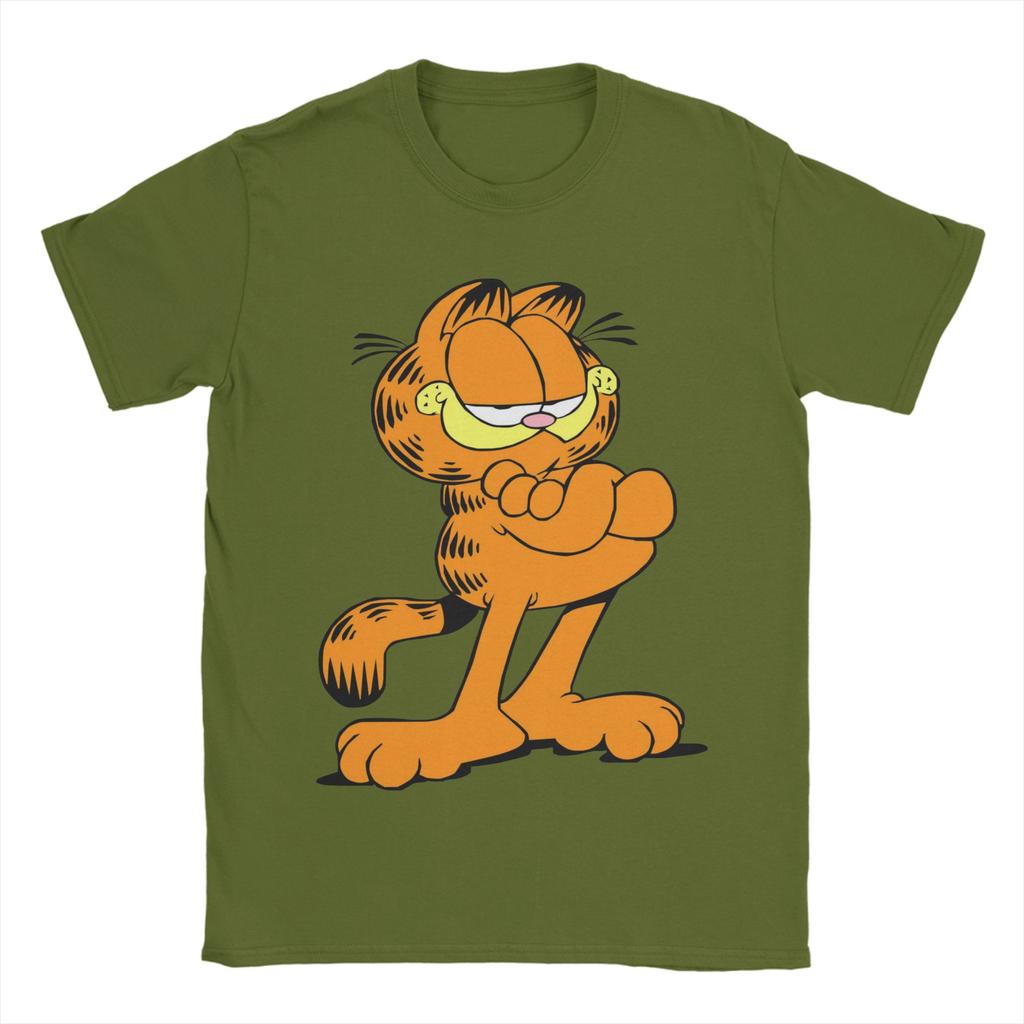 Garfields Lovely Cat T-Shirt Men's Cotton Tops Novelty Round Neck Short Sleeve