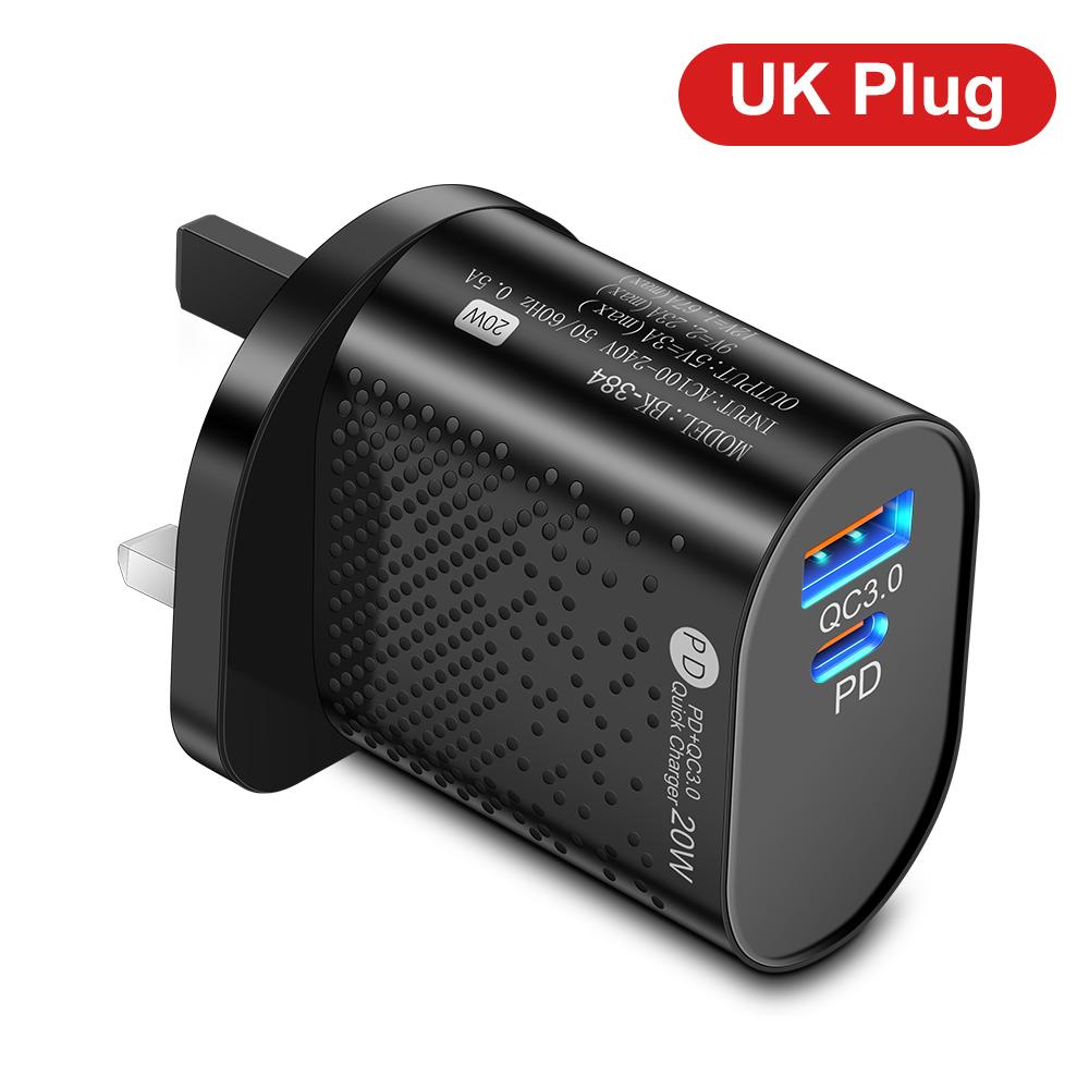 PD 20W USB C зарядное устройство Quick Charge 3.0 QC 3.0 Type C зарядное устройство телефонный адаптер для Xiaomi iPhone Samsung быстрая зарядка EU US UK вилка