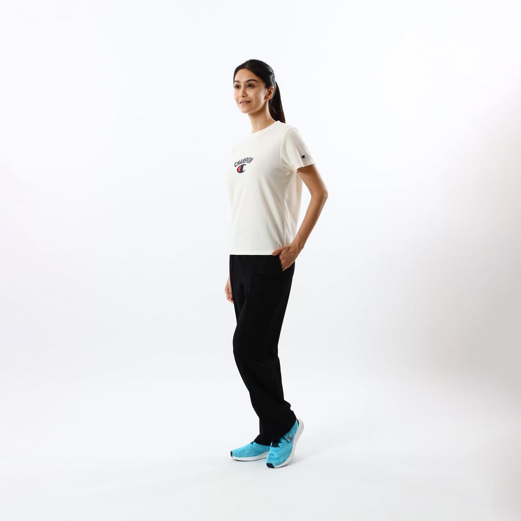 Короткий круглый быстрый УФ-вода графический логотип короткий рукав [Champion] Футболка, рукав, шея, сушка, защита, репеллент, принт, футболка, женская спортивная,