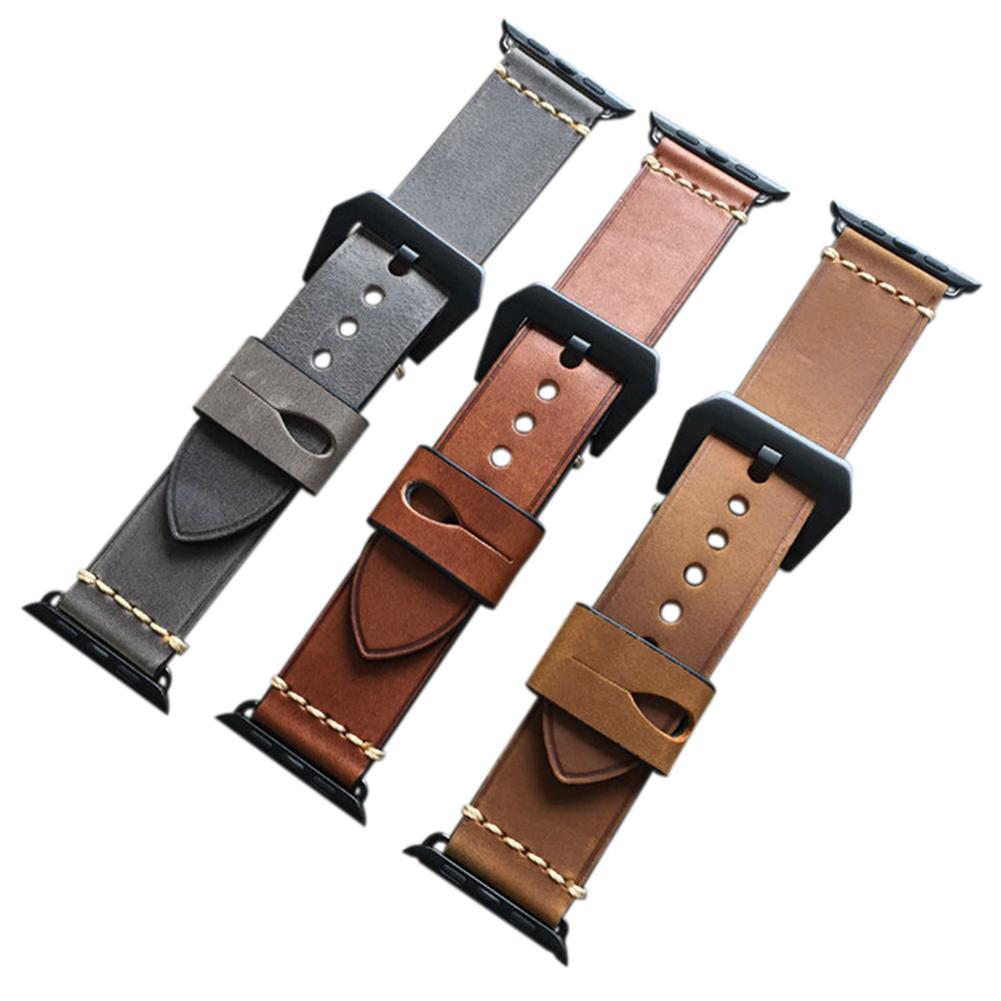 125MM+75MM Manual Fashionable Genuine Leather Strap Watch Band for Apple Watch