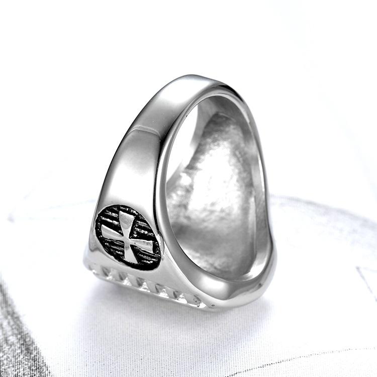 S925 Silver Ring Personalized Retro Black Ring Templar Masonic Ring