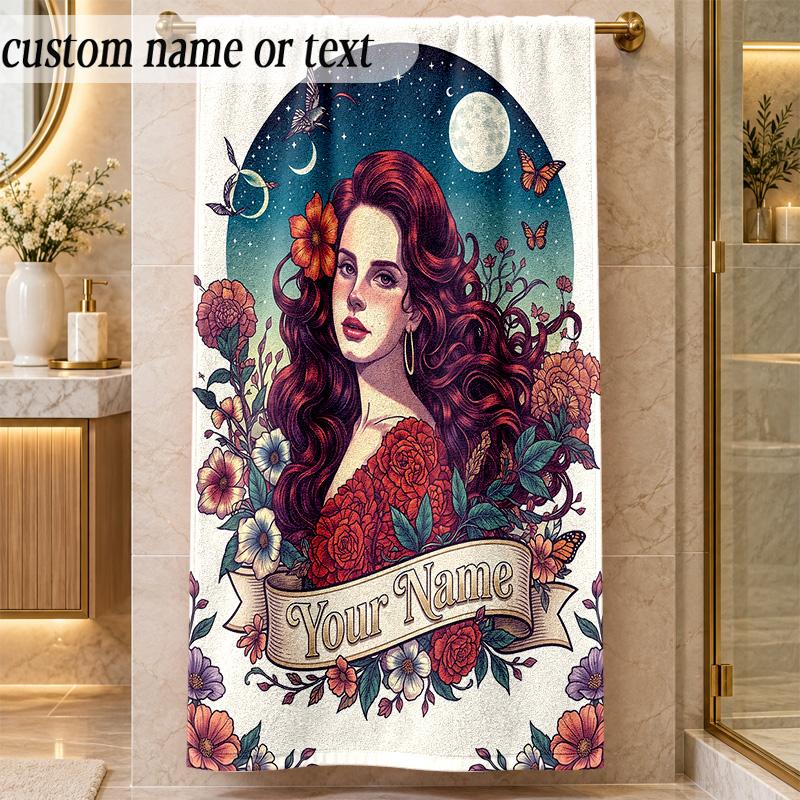 Beach TowelLana Del Rey Custom Name Text Personalized Soft Towel for Beach Pool Indoor Home Decor Gift