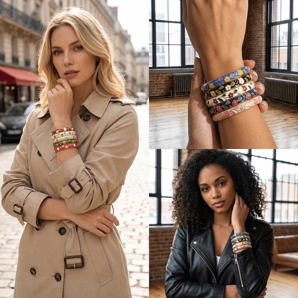 Zinc Zinc Zinc Alloy Enamel Bracelet Floral Motifs Flower Texture Bracelet Dropped Glaze Bracelet African
