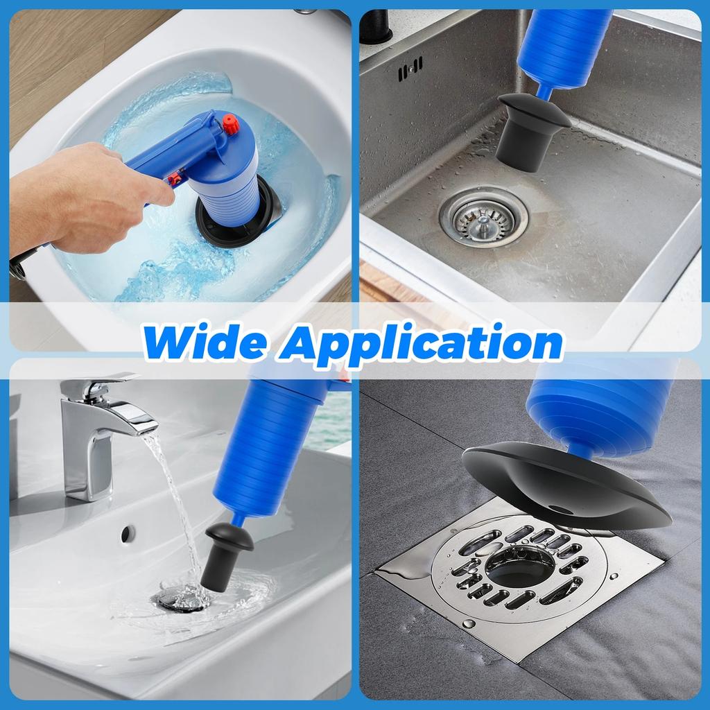 Toilet Plunger, High-Pressure Air Drain Blaster with Real-Time Barometer Powerful Drain Snake Sink Plunger Plumbing Tools