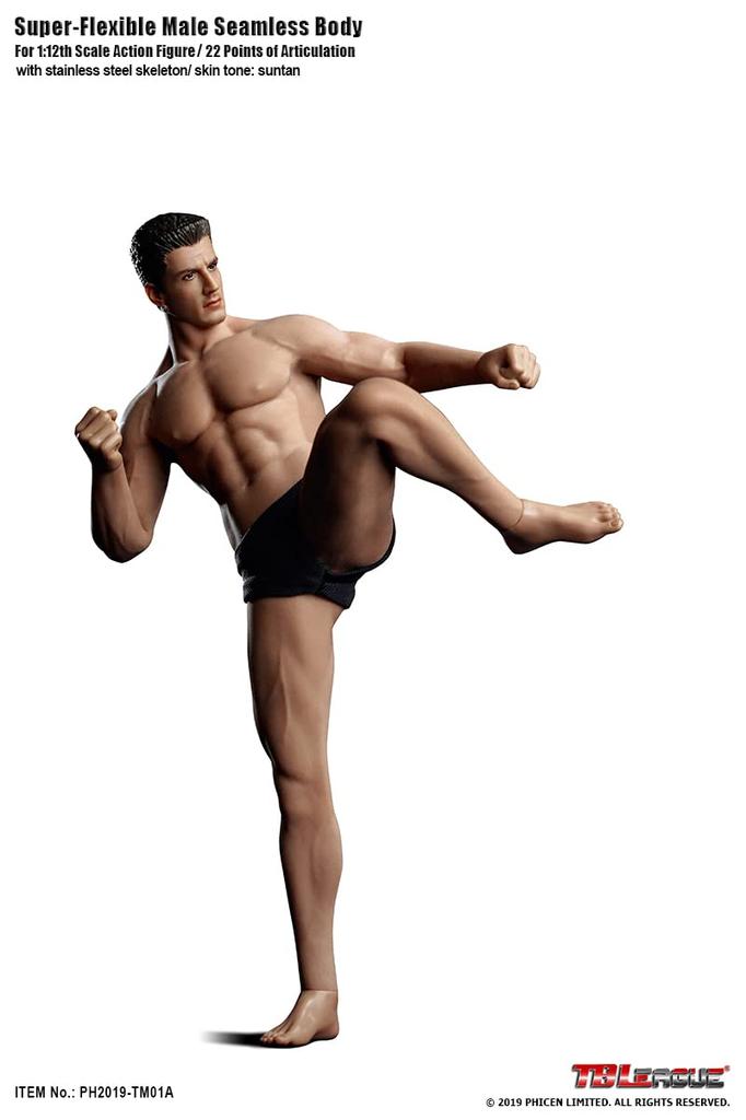 OBEST TBLeague Scale Male Muscular Action Figure with Seamless Body and Head 1/12 (PH2019-TM01A)