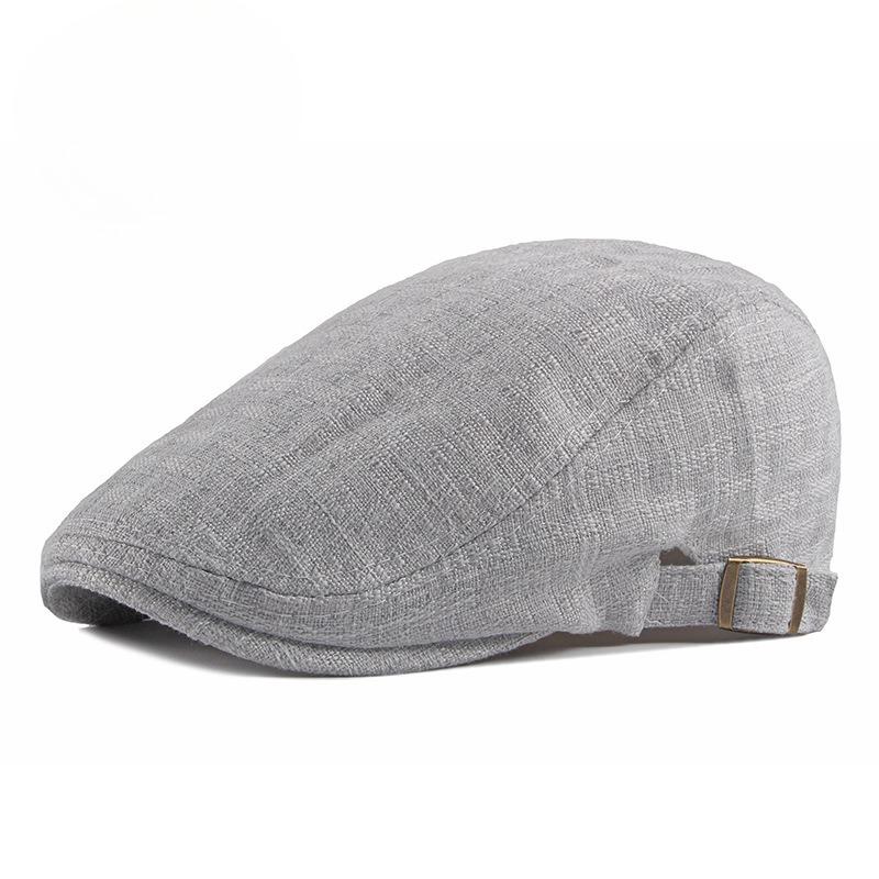 Vintage Cotton Linen Beret Hat Men Women British Retro Flat Cap Breathable Summer Duckbill Cap Simple Newsboy Hat Unisex