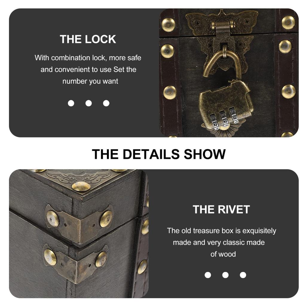 FRCOLOR Антикварная шкатулка для мелочей Шкатулка для драгоценностей Футляр для драгоценностей Сундук с сокровищами Шкатулка для мелочей Коробка для аксессуаров Внутреннее хранилище для драгоценностей Шкатулка для драгоценностей Футляр для колец Ретро