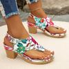 Women's Shoes 2024 High Quality Pinch Toe Women's Sandals Summer Roman Buckle Mixed Colors Casual Chunky Heels Plus Size Sandals