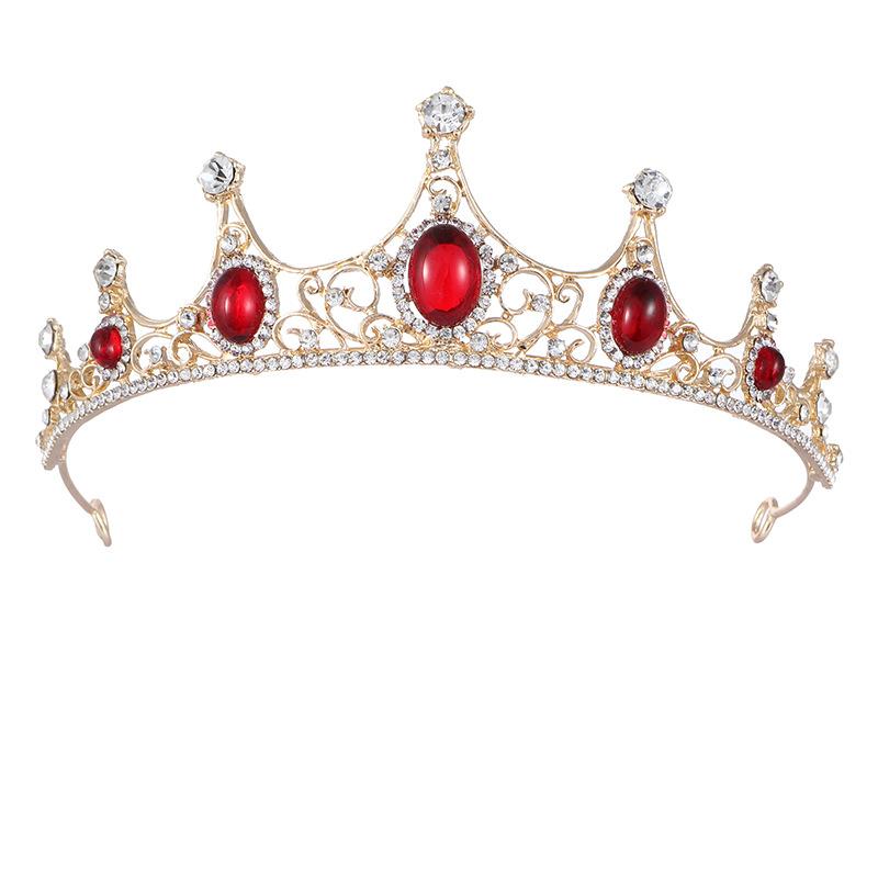 Bridal Tiara Retro Baroque Crown Red Rhinestone Crown Headband Crown Headband Headband Wedding