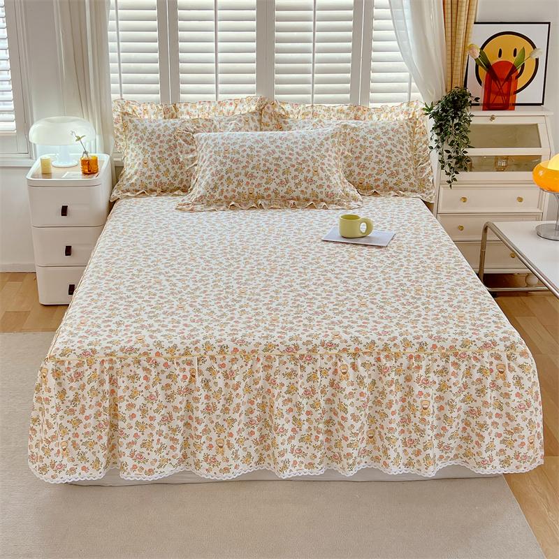 Юбка-кровать из 100% хлопка colcha de cama queen, покрывало в цветочном стиле, кружевной наматрасник для комнаты для девочек, 120x200(Наволочка Нужен заказ)