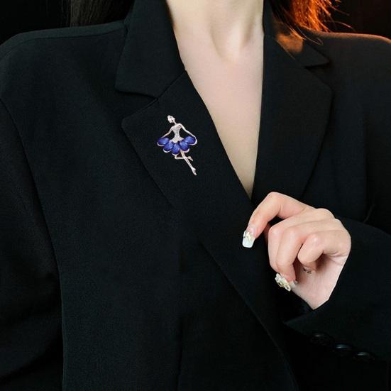 Creative Elegant Ballerina Brooch Sparkling Dress Coat Inlaid Clothes Pin Rhinestones Suit Lapel Badge Wedding