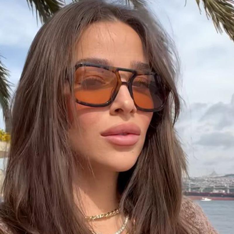 Солнцезащитные очки в европейско-американском стиле для женщин, квадратной формы, с двойной перемычкой, женские, для путешествий и походов, мужские солнцезащитные очки.