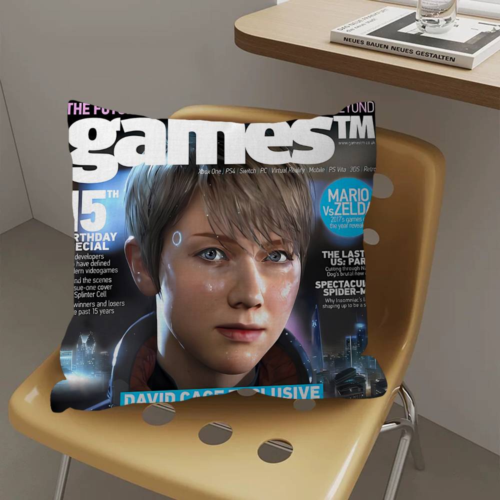 Чехлы на подушки Detroit Become Human Мультяшные Декоративные для дивана Домашние Двусторонние Короткий плюш Милые Чехлы на подушки