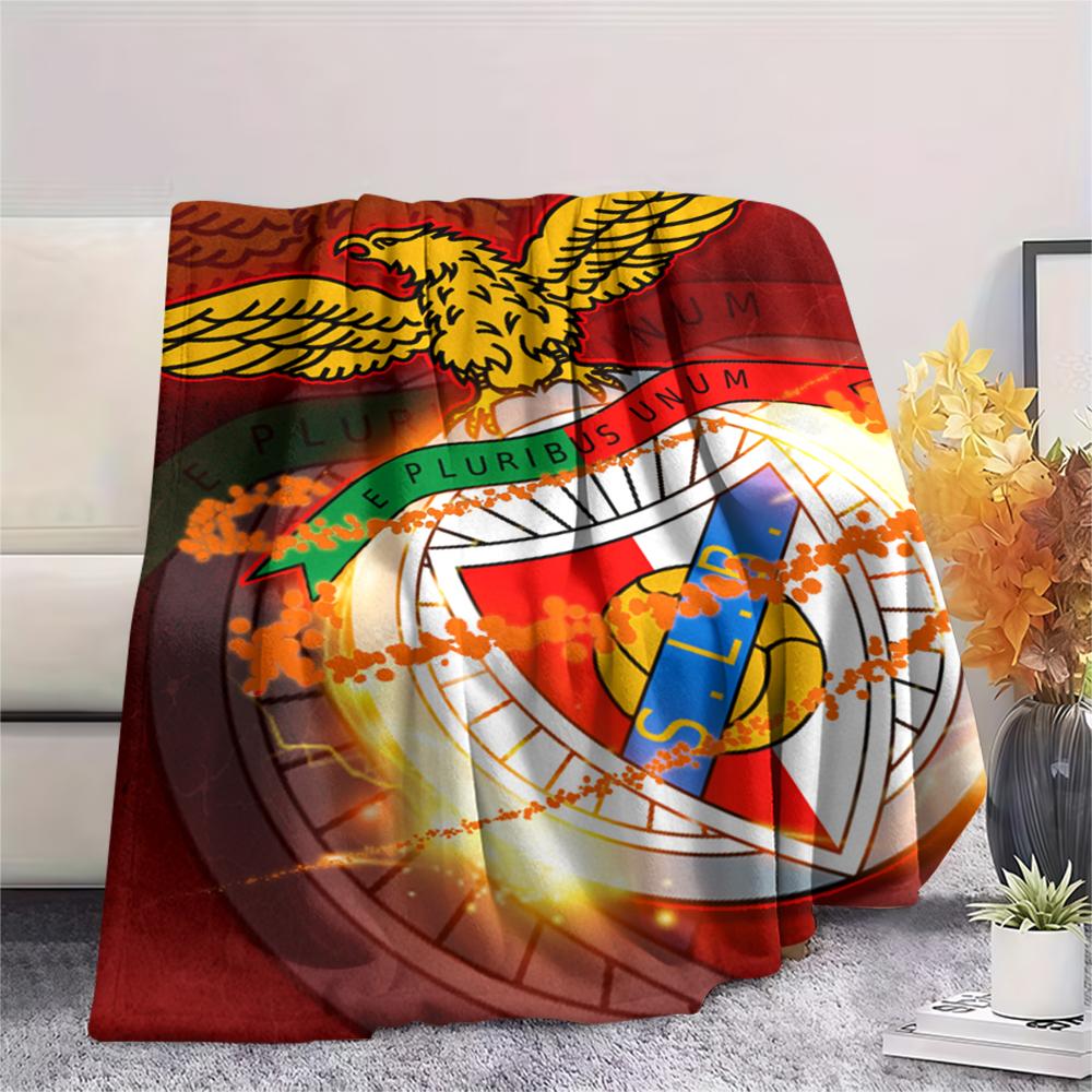 1PC S.L. Benfica Print Flannel Blanket, High quality Comfortable for All Seasons, Home Decor, Warmth and Comfort, Perfect for Christmas Gifts
